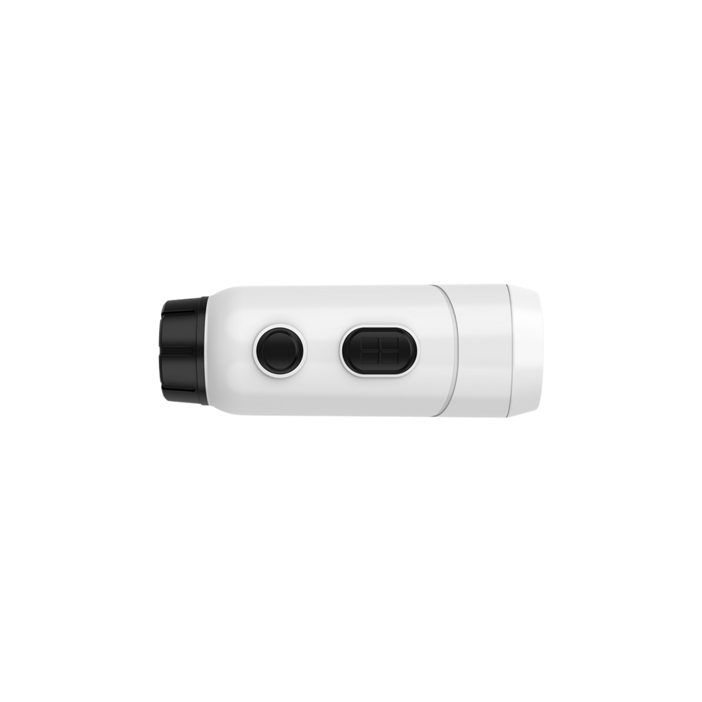 White and black cylindrical device on a white background