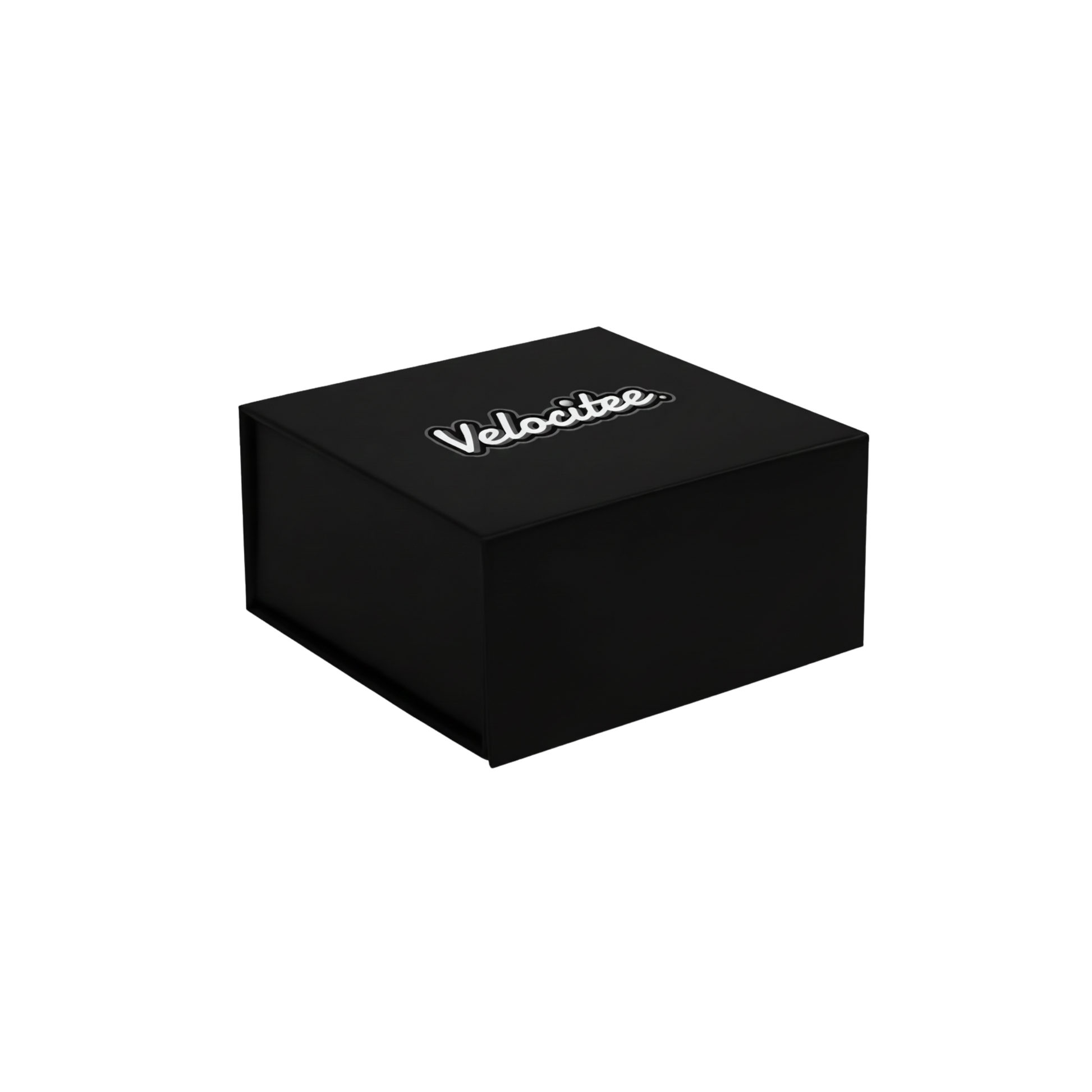 Black box with 'Velocitee' branding on a white background